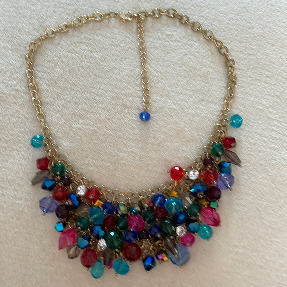 Multi Faceted Bead and Chain Necklace